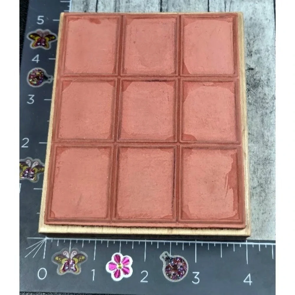 Northwoods Grid Boxes Frames Design 2002 Rubber Stamp Wood #C25